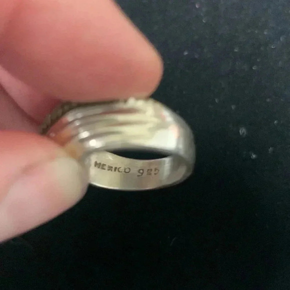 Set of two sterling silver and brass rings - Picture 7 of 8